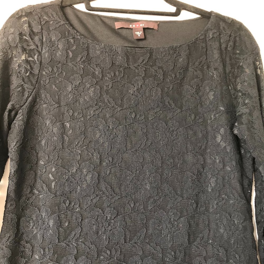 Black Lace Long Sleeve Shirt
